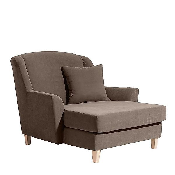 Big Sessel Landhaus in Beigegrau Velour 105 cm Sitztiefe günstig online kaufen