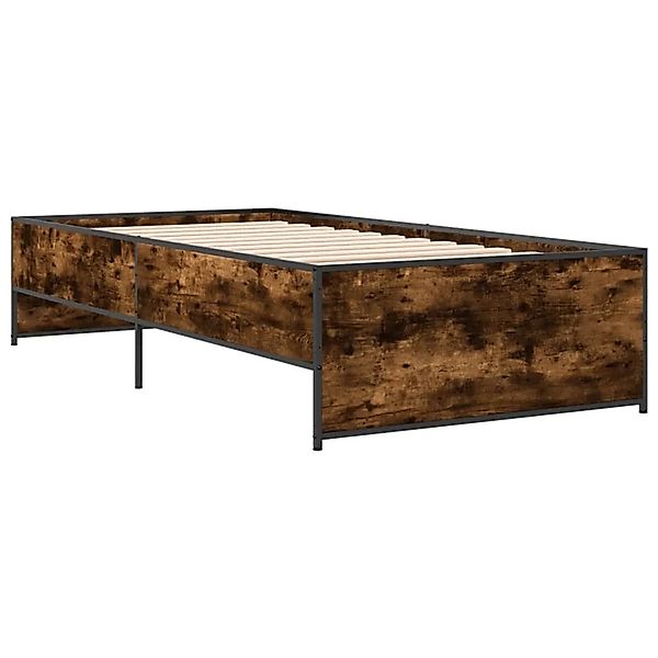 vidaXL Bettgestell Räuchereiche 100x200 cm Holzwerkstoff und Metall 845238 günstig online kaufen
