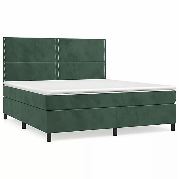 vidaXL Boxspringbett mit Matratze Dunkelgrün 160x200 cm Samt1379423 günstig online kaufen