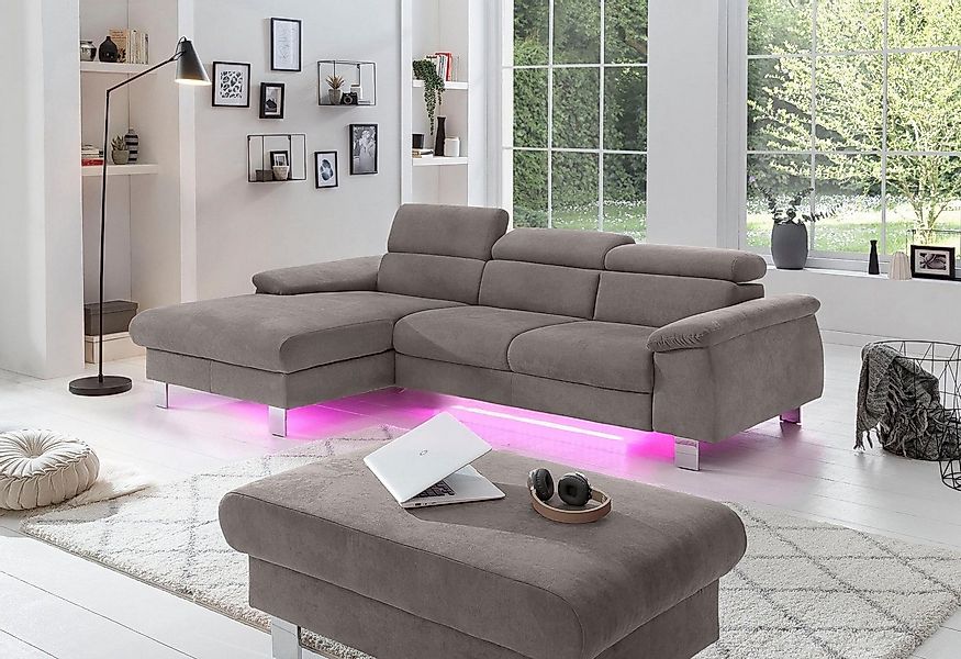 COTTA Ecksofa "Komaris L-Form, B: 244 cm" mit Kopfteilverstellung, optional günstig online kaufen
