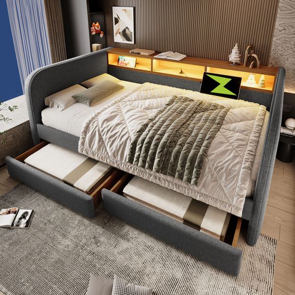 Merax Daybett (Schlafsofa aus Leinen, Lattenrost, günstig online kaufen