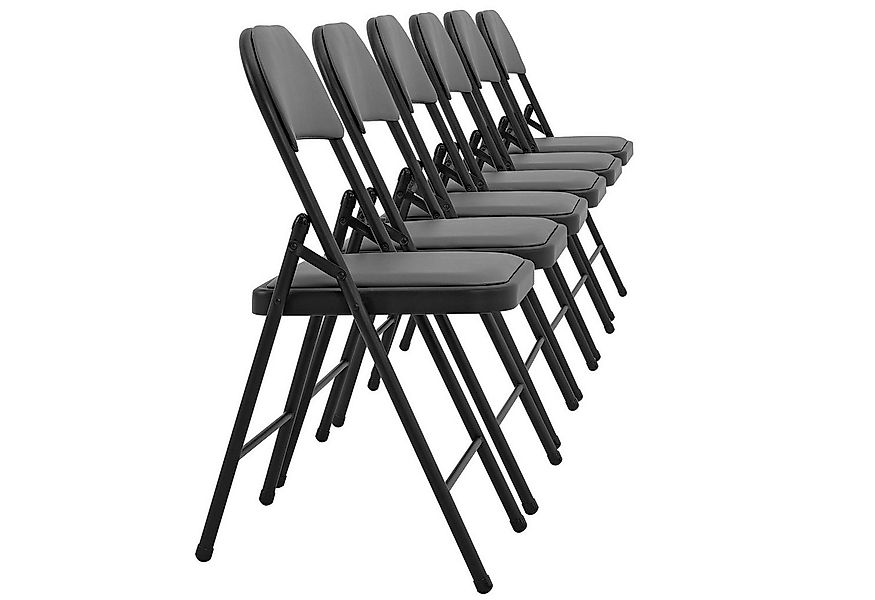 pro.tec Stuhl, »Office« 6er Set klappbar gepolstert Metall Kunstleder Grau günstig online kaufen