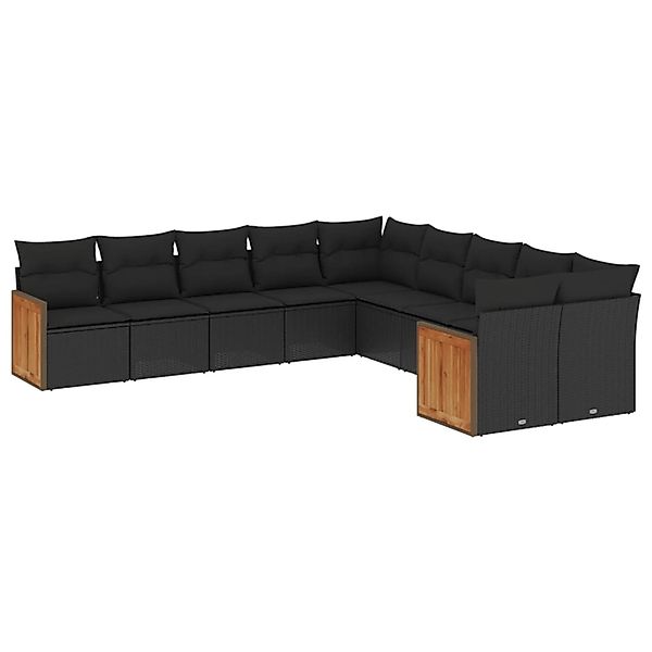 vidaXL 10-tlg Garten-Sofagarnitur mit Kissen Schwarz Poly Rattan Modell 115 günstig online kaufen