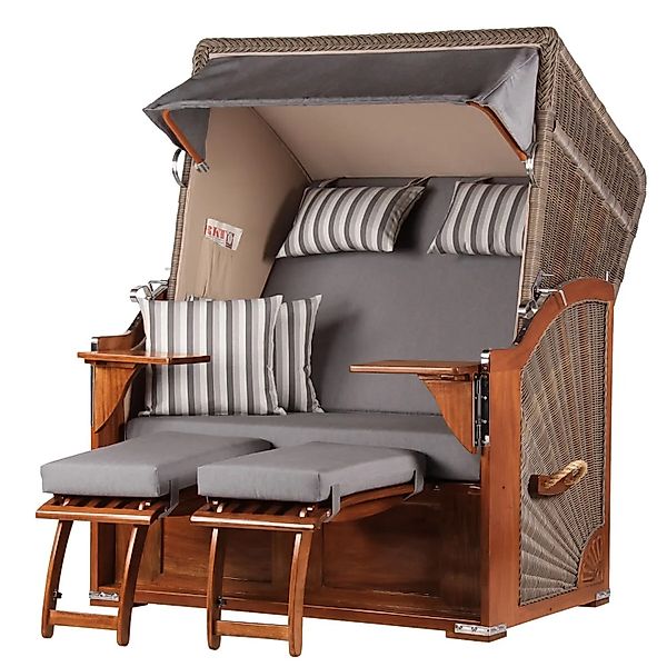 bene,iving Strandkorb Komplettset Schaalsee Mahagoni PE grau Modell 544 günstig online kaufen