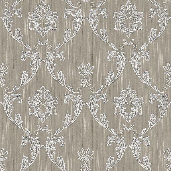 PROFHOME 306583-GU Barock Tapete Ornament dezent Schimmernd Silber Braun 0, günstig online kaufen