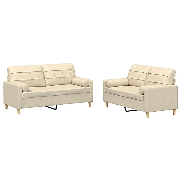 vidaXL 2-Tlg Sofagarnitur mit Kissen Creme Stoff 3201292 günstig online kaufen