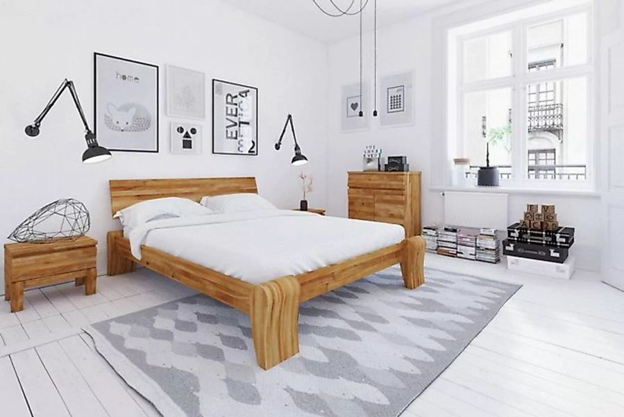 Natur24 Einzelbett Bett Mona 1 Sonderlänge 80x210 Wildeiche Holzkopfteil un günstig online kaufen