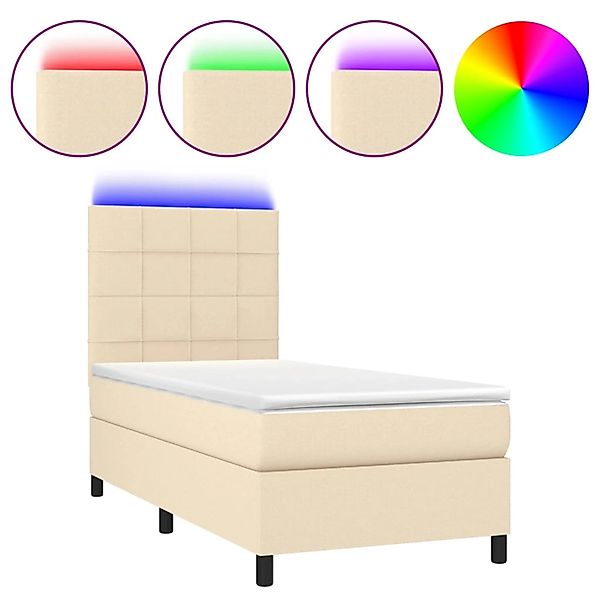 vidaXL Boxspringbett mit Matratze & LED Creme 100x200 cm Stoff 3134858 günstig online kaufen