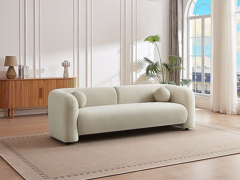 Sofa 3-Sitzer - Samt - Beige - OVOTAS günstig online kaufen