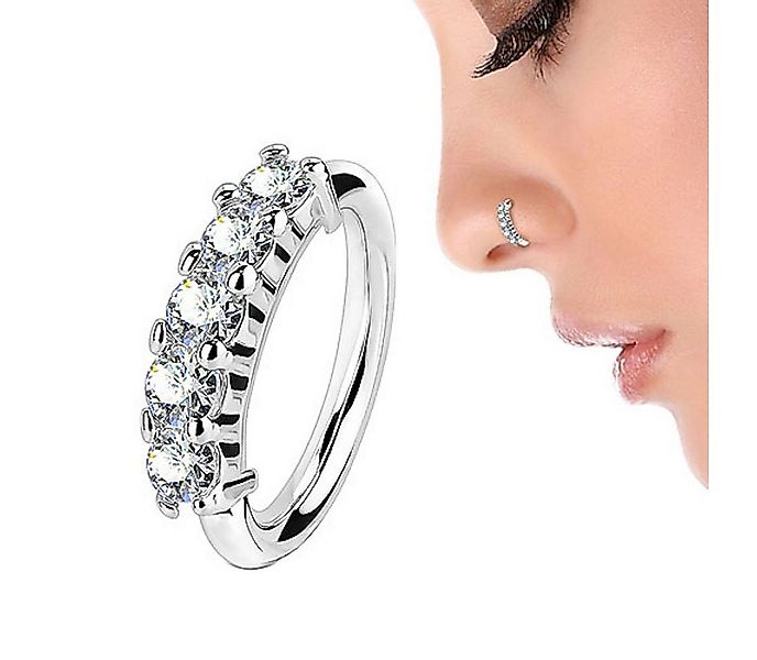 Taffstyle Nasenpiercing Piercing Ring mit 5 Kristallen Nasen Tragus Ohr, Ri günstig online kaufen