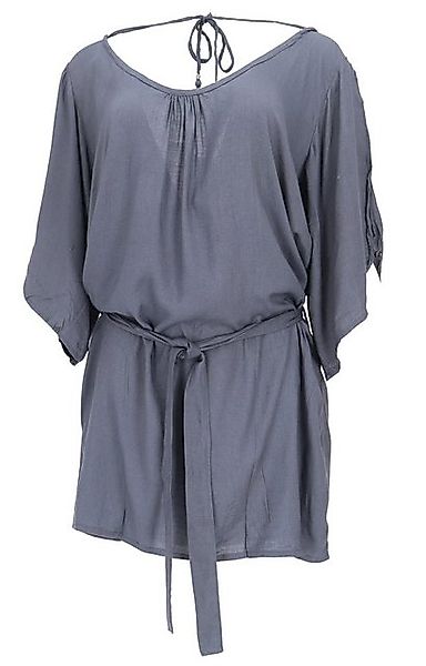 Guru-Shop Longbluse Luftige Maxitunika, Boho Sommertunika - blaugrau günstig online kaufen