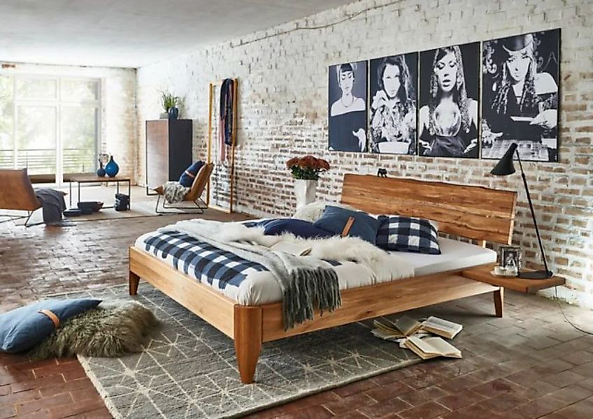 Natur24 Einzelbett Bett Holbaek 90x200cm Wildeiche massiv mit Kopfteil günstig online kaufen