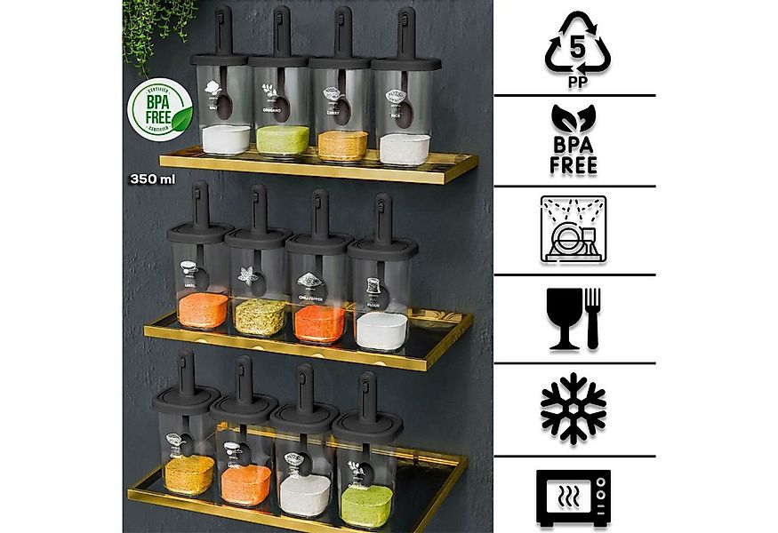 Jungengel Gewürzbehälter 12x Vorratsdosen 350ml mit Löffel Gewürzdosen Fris günstig online kaufen