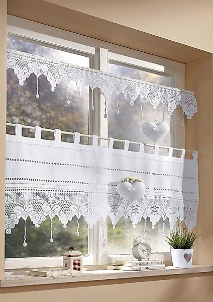 HOSSNER - ART OF HOME DECO Panneaux Häkelspitze mit Bommeln (1 St), Schlauf günstig online kaufen