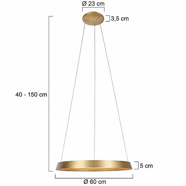 LED-Hängeleuchte Ringlux, 1-flammig, goldfarben, Metall günstig online kaufen