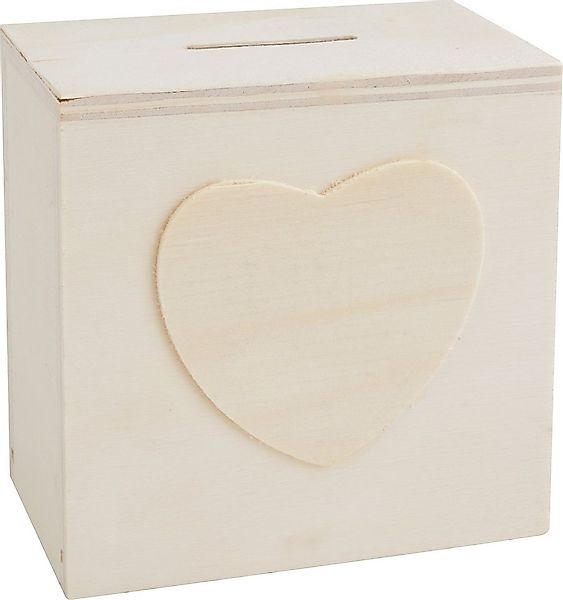 Graine Creative Spardose Würfel mit Herz, Sperrholz günstig online kaufen