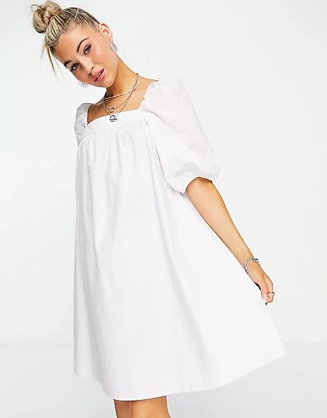 Object – Popeline-Hängerkleid in Weiß günstig online kaufen