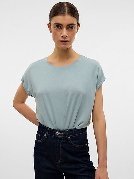 Vero Moda Rundhalsshirt VMLAVA PLAIN SS TOP LUREX STRIPE Viskosemischung, l günstig online kaufen