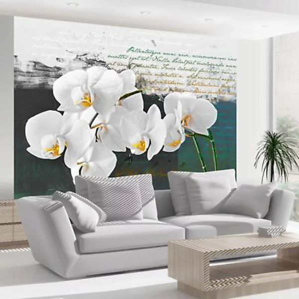 artgeist Fototapete Orchidee -  Inspiration des Dichters türkis/weiß Gr. 30 günstig online kaufen