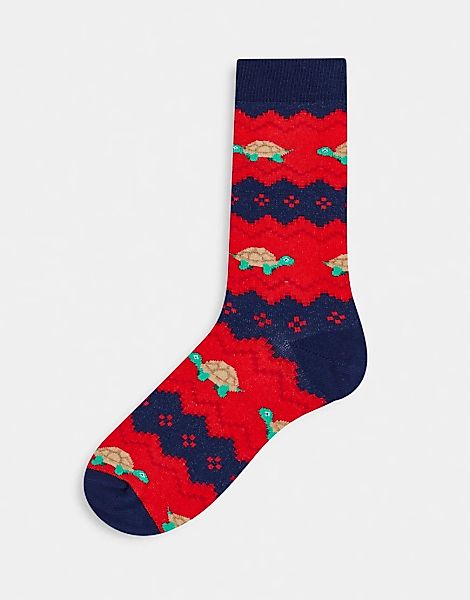 ASOS DESIGN – Socken mit weihnachtlichem Norwegermuster und Schildkrötendes günstig online kaufen