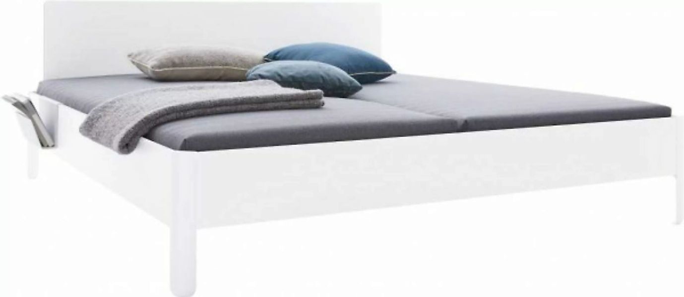 NAIT Doppelbett farbig lackiert Reinweiß 200 x 200cm Mit Kopfteil günstig online kaufen