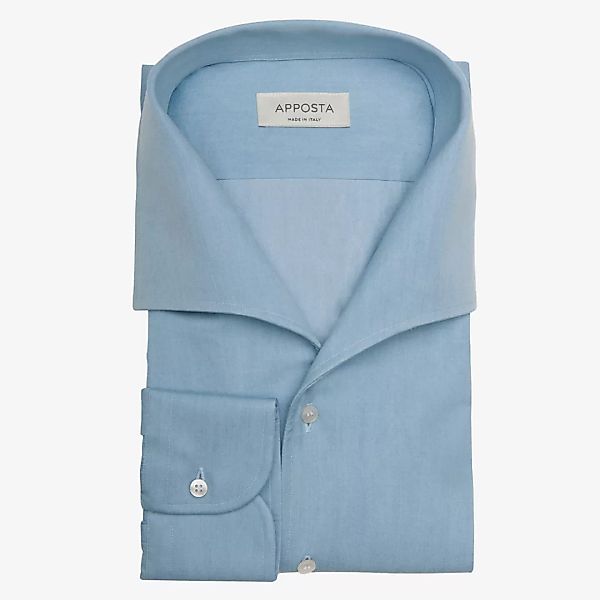 Hemd  einfarbig  hellblau 100% reine baumwolle denim doppelt gezwirnt, krag günstig online kaufen