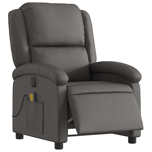 vidaXL Sessel Massagesessel Elektrisch Grau Echtleder günstig online kaufen