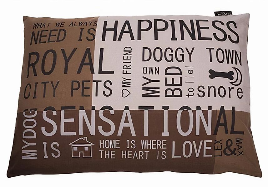 Kissenbezug Hund Happiness 70 X 100 Cm Baumwolle Taupe günstig online kaufen