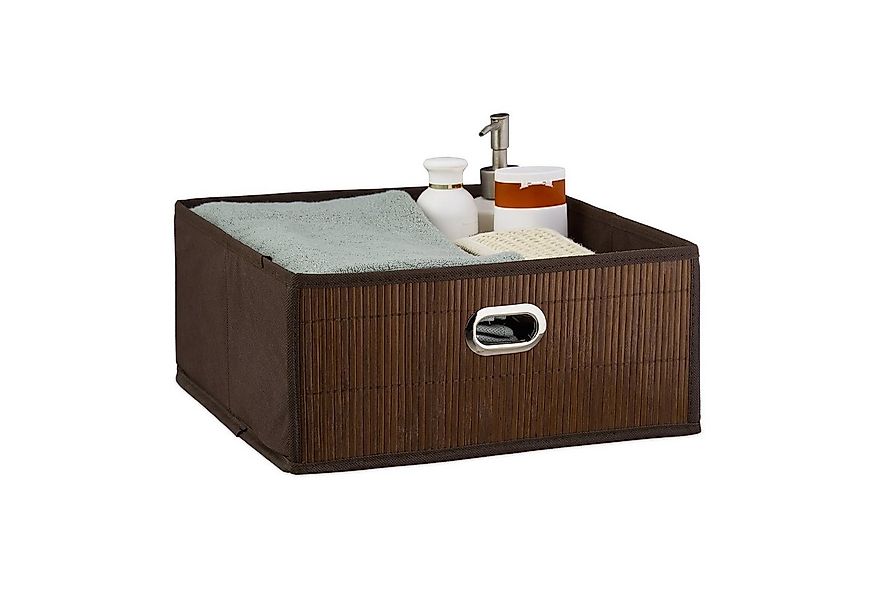 relaxdays Aufbewahrungskorb 2 x Aufbewahrungskorb Bambus flach braun günstig online kaufen
