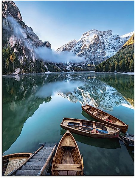 Artland Wandbild "Pragser Wildsee in Südtirol" Bilder von Booten & Schiffen günstig online kaufen