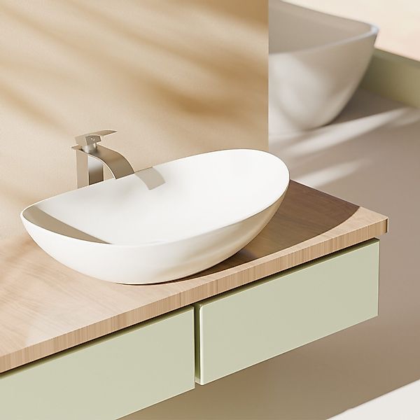 EMKE Aufsatzwaschbecken Waschbecken Oval 61.5×36cm für Bad & Gäste-WC, Nano günstig online kaufen