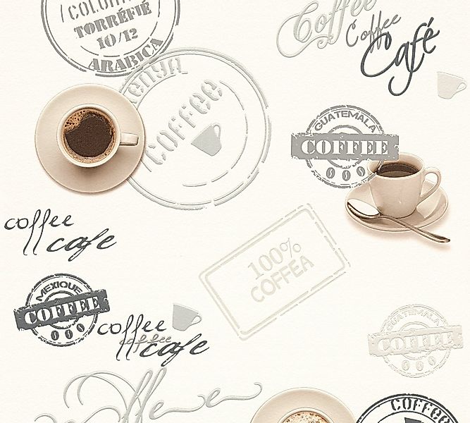 Bricoflor Tapete mit Kaffee Motiv Cafe Papiertapete mit Kaffeetasse Ideal f günstig online kaufen
