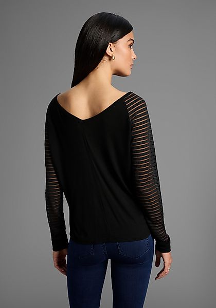 Bruno Banani V-Shirt mit Mesh-Streifen im günstig online kaufen