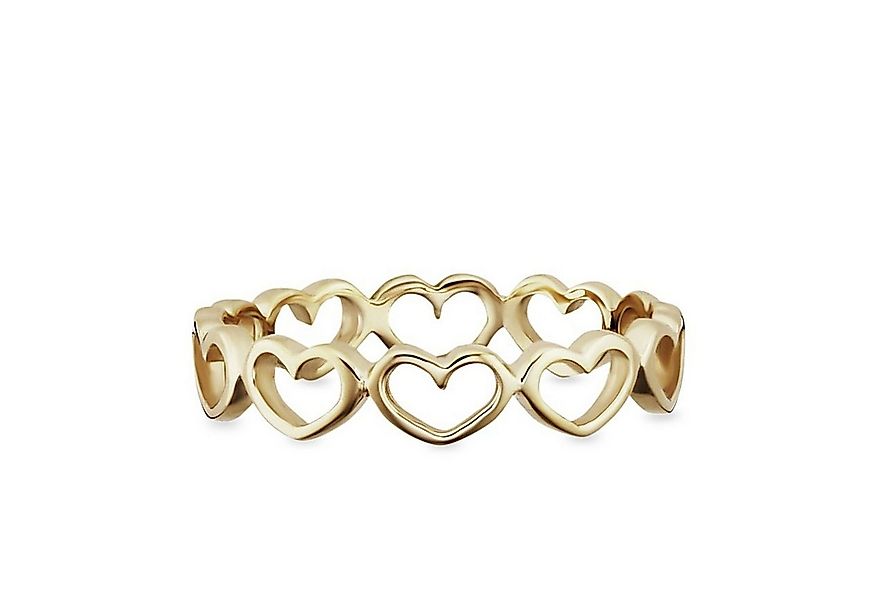 CAÏ Fingerring 925/- Sterling Silber vergoldet Herzen günstig online kaufen