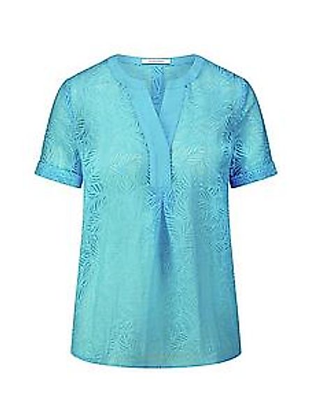 Bluse Rundhals-Ausschnitt Peter Hahn türkis günstig online kaufen