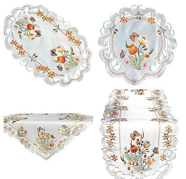 Westernlifestyle Tischdecke Orange Tulpen und Schmetterlinge Tischläufer günstig online kaufen