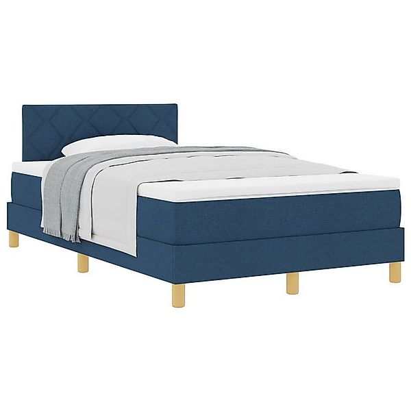 vidaXL Bett Boxspringbett mit Matratze Blau 120x200 cm Stoff (1-tlg) günstig online kaufen