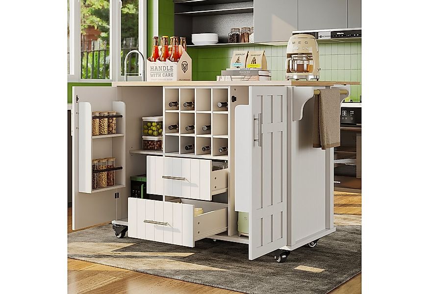 OKWISH Küchenwagen Multifunktionale Kücheninsel,Küchewagen, mit Schubladen, günstig online kaufen