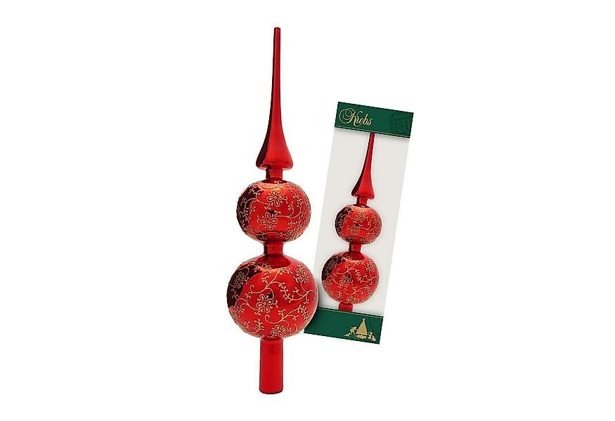 Krebs Glas Lauscha Christbaumspitze Glasspitze - Rot glänzend mit Rankendek günstig online kaufen