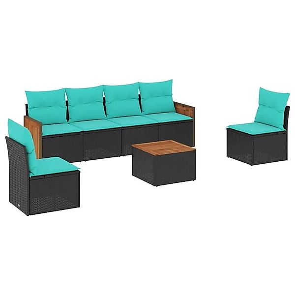 vidaXL 7-Tlg Gartensofa-Set mit Kissen Schwarz Polyrattan 3227548 günstig online kaufen