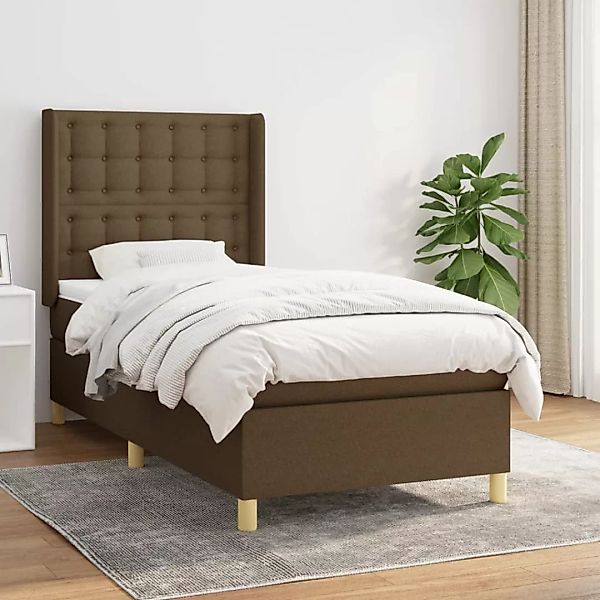 vidaXL Boxspringbett Boxspringbett mit Matratze Dunkelbraun 100x200 cm Stof günstig online kaufen