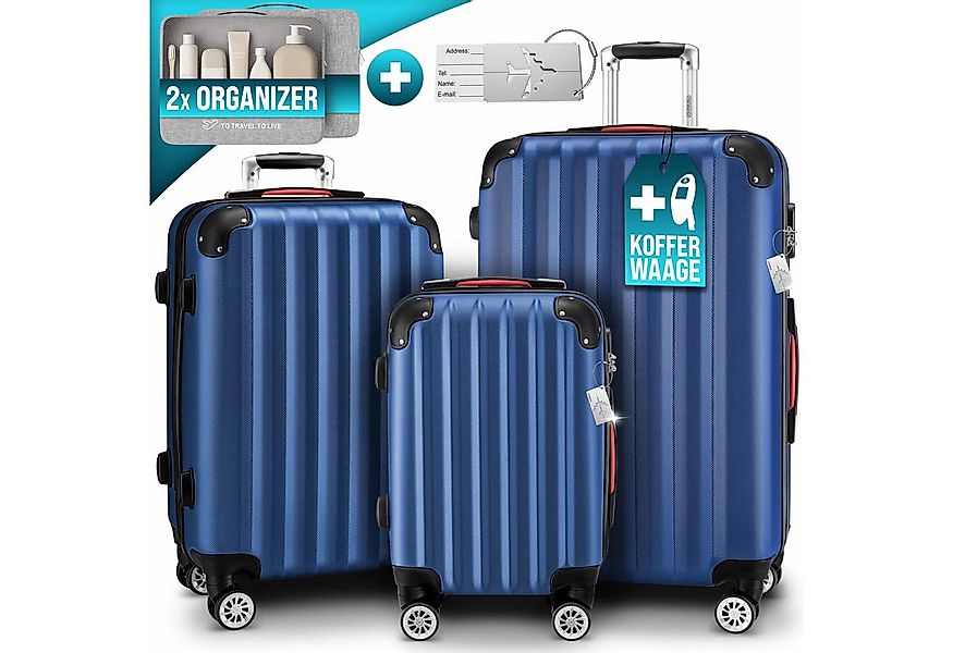 monzana Kofferset, Koffer Zwillingsrollen Zahlenschloss Waage Gurt Reisekof günstig online kaufen