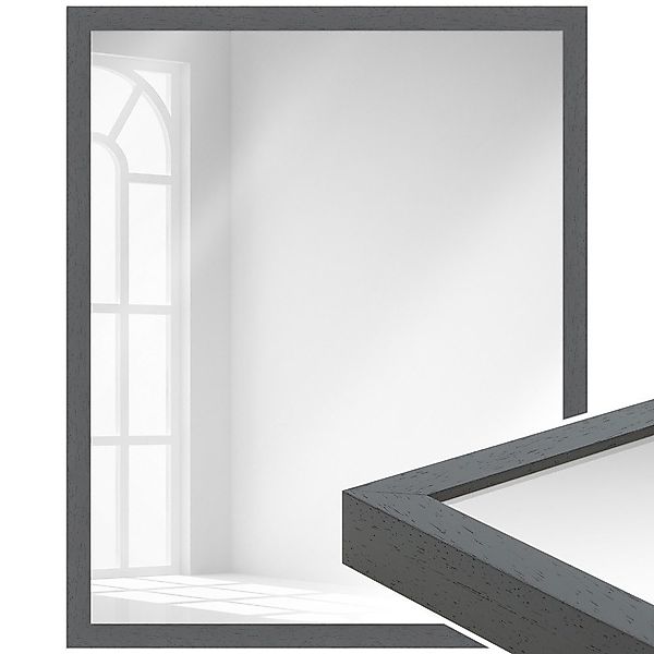 WANDStyle Wandspiegel H960, Grau, aus Massivholz günstig online kaufen