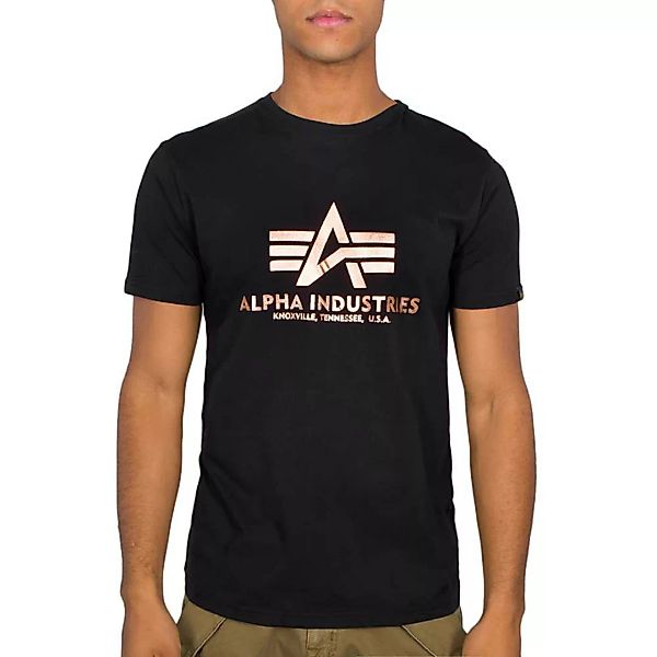 Alpha Industries Basic Foil Print Kurzärmeliges T-shirt 2XL Black / Gold günstig online kaufen