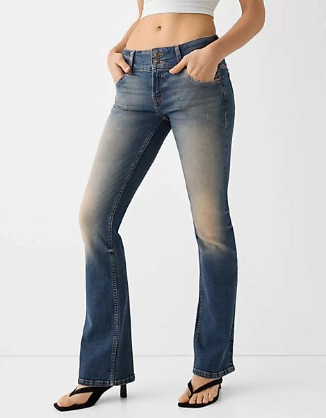 Bershka Low Waist Bootcut-Jeans Damen 38 Blau günstig online kaufen