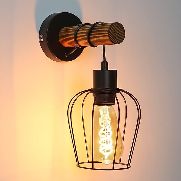 Nettlife Wandleuchte Holz Innen Wandlampe Vintage günstig online kaufen