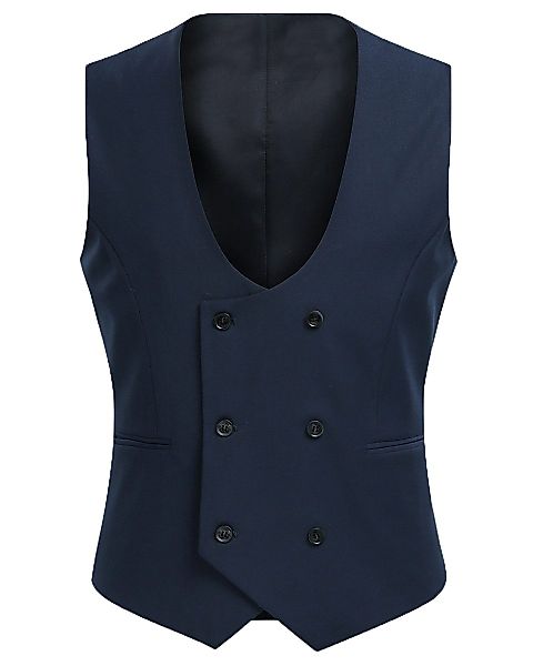 Allthemen Anzugweste mit U-Ausschnitt zweireihige Hochzeitsweste günstig online kaufen