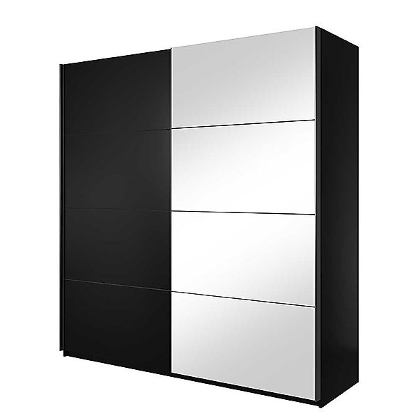 Schwebetürenkleiderschrank in Schwarz Spiege Front günstig online kaufen