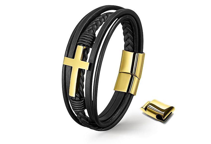 UNIQAL.de Lederarmband HEAVEN – Kreuzarmband aus Edelstahl, Symbol für Glau günstig online kaufen