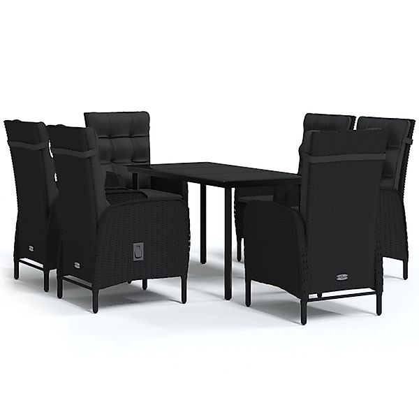 vidaXL 7-Tlg Garten-Essgruppe mit Kissen Schwarz 3099356 günstig online kaufen